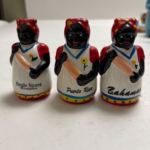 Bahama Mama Lady In The Red Dress 2 Toothpick Holders and One Salt Shaker - Picture 9 of 9